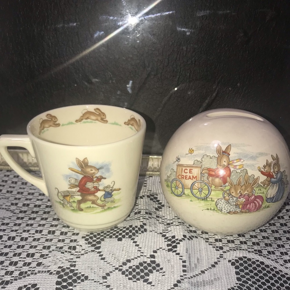 Vintage Bunnykins Cup and Bank 1936